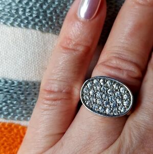 Pave Silver 9.25  ring with cubics